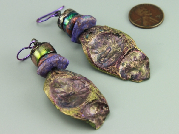 Purple Copper Toned Pod Earrings