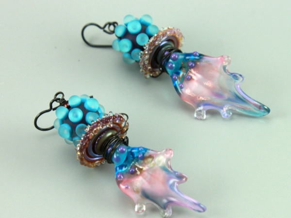 Blue & Pink Fairy Wing Earrings