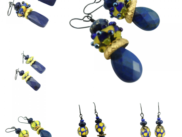 Examples of Lapis Lazuli Earrings to Fundraise for Ukraine