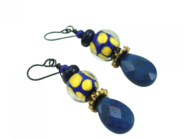 Lapis Lazuli Blue Gemstones, Ukraine Fundraising Earrings