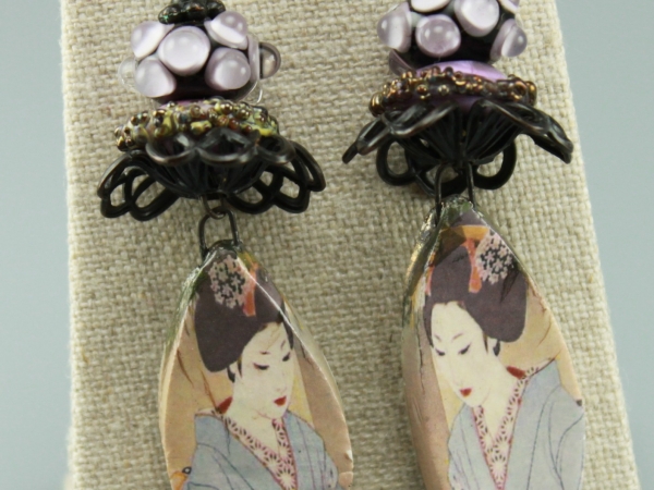 Lavender Oriental Lady Earrings