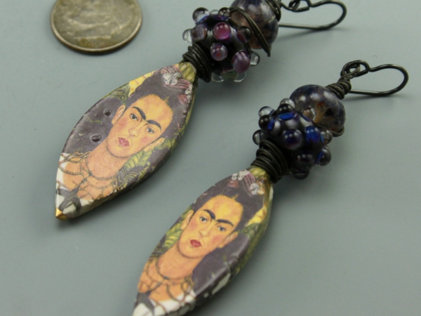 Freda Kahlo Ceramic Glass Earrings