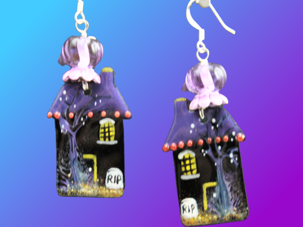 Spooky House Halloween Earrings