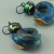 Deep Blue & Gold Circular Flower Earrings