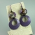 Luscious Purple Enameled Hoop Earrings with Purple 'n Green Glass