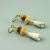 Pale Blue Ivory Gold Porcelain Clay Trumpet Flower Earrings, 1440