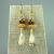Pale Blue Ivory Gold Porcelain Clay Trumpet Flower Earrings, 1440