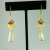 Pale Blue Ivory Gold Porcelain Clay Trumpet Flower Earrings, 1440