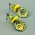 Yellow & Blue Glass & Enameled Earrings