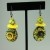 Yellow & Blue Glass & Enameled Earrings