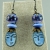 Blue Ceramic Face & Glass Bead Earrings