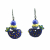 Dark Blue Bird Earrings with Yellow Accents