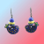 Dark Blue Bird Earrings with Yellow Accents