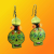 #1748, Lime Green & Orange Skull Enameled Earrings