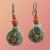 Orange & Blue Ceramic & Glass Earrings