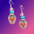 Pink Sugar Skull Earrings, Fall Earrings, Halloween Earrings