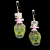 Pink & Green Sugar Skull Earrings, Fall Earrings, Halloween Earrings