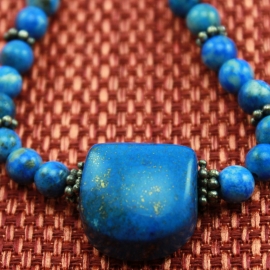 Denim Lapis Lazuli Gemstone Necklace & Earrings