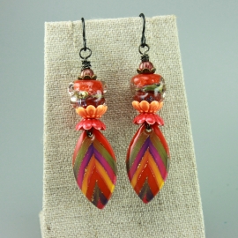Hot Pink Orange Earrings