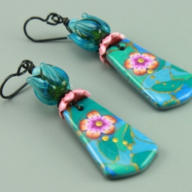 Aqua Floral Earrings