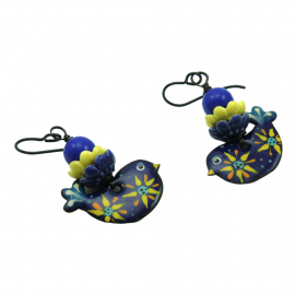 Ukraine Fundraiser Jewelry, Blue Bird with Yellow Sunflower Earrings