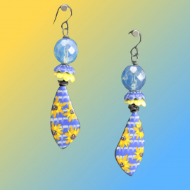 Ukraine Fund Raising Blue Yellow Sunflower Earrings