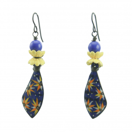 Ukraine Fund Raising Blue Yellow Sunflower Earrings