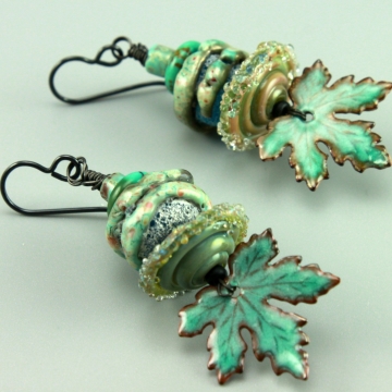 #1463, Earrings, Dangle Earrings, Handmade Earrings, Pale Bluey Green Earrings