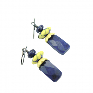 #1682, Earrings, Dangle Earrings, Handmade Earrings, Blue Lapis Lazuli Gemstone Earrings, Ukraine Fundraiser