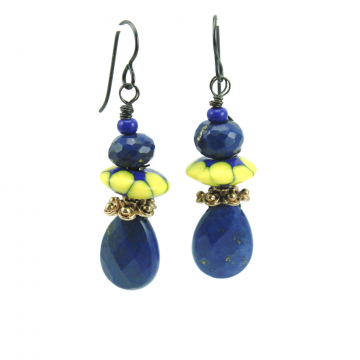 #1689, Blue Lapis Lazuli Gemstone Earrings, Ukraine Fundraiser