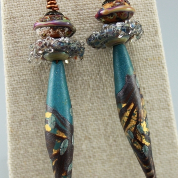 #806, Earrings, Handmade Earrings, Teal Polymer Clay Earrings