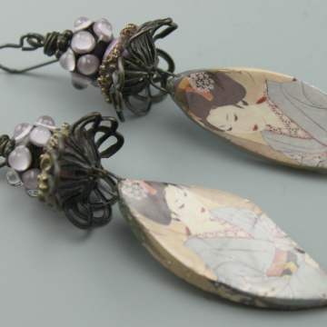#800, Earrings, Handmade Jewelry, Oriental Inspired Lavender Earrings